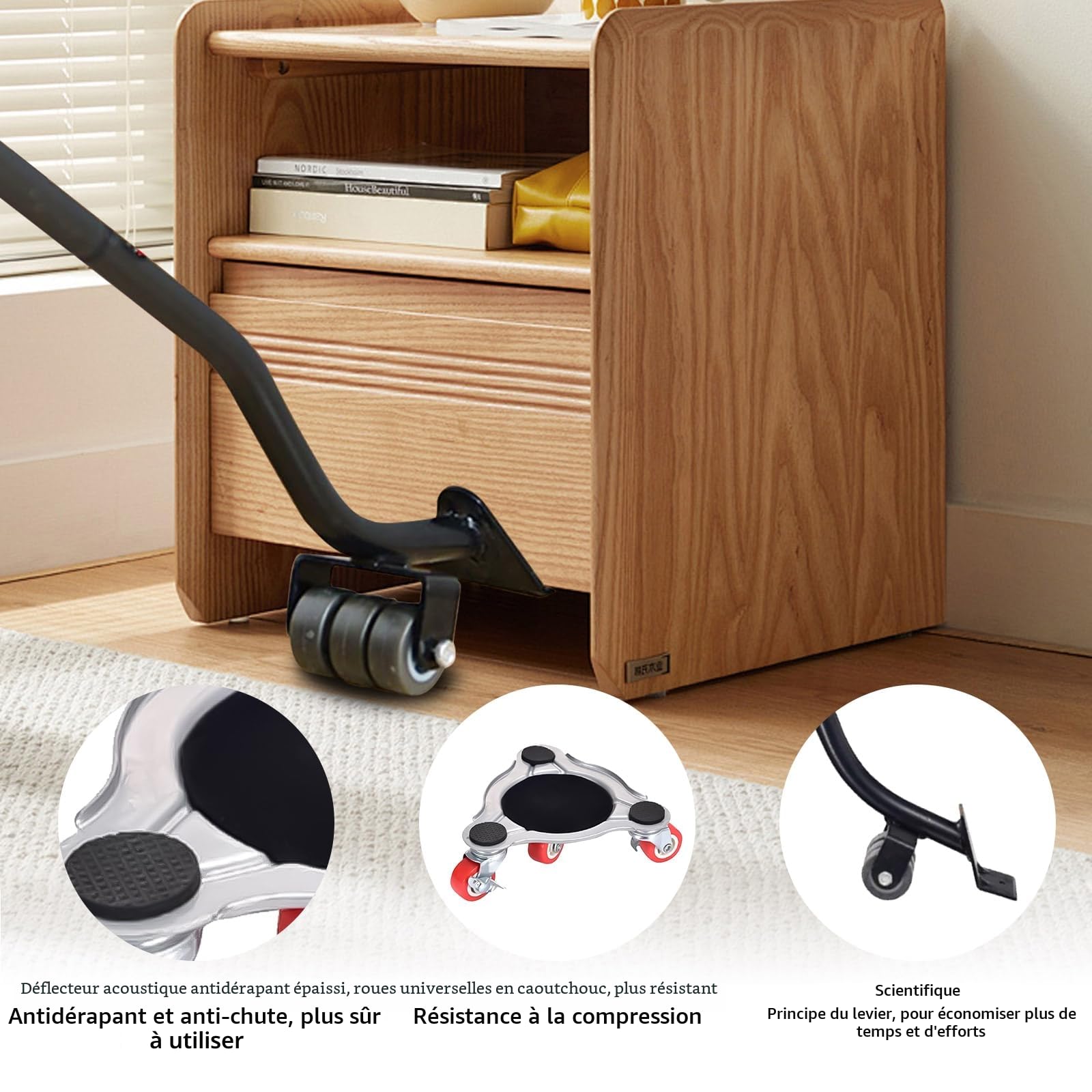 Kit de Déplacement de Meubles à roulettes, Chariot et Lève-Meubles Améliorés, roulettes Pivotantes à 360°, 400 kg, Patins Professionnels pour Canapé, Machine à Laver, Garde-Robe, Réfrigérateur, Piano