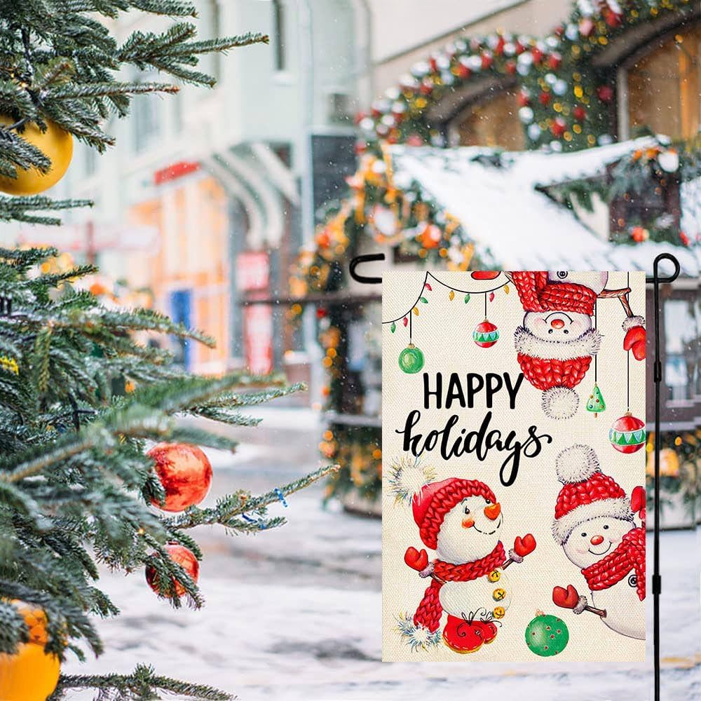 ORTIGIA Christmas Gnome Garden Flag Happy Holidays Burlap Vertical Double  Sided Christmas Ball Qrnaments Flag Xmas Farmhouse Seasonal Winter Holiday Yard  Outdoor Decoration 12x18 Inch : Amazon.co.uk: Garden