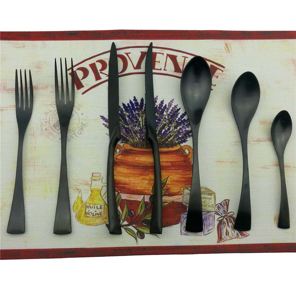Puzhler 18/10 Stainless Steel Matte Flatware Silverware Set, Black Utensils Set Service for 4 (28-Piece)