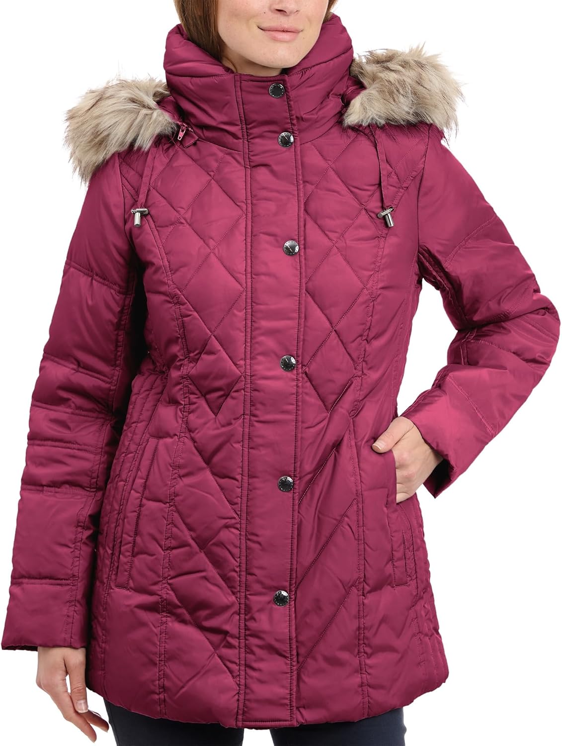 LONDON FOG Womens Diamond Quilted Down Coat