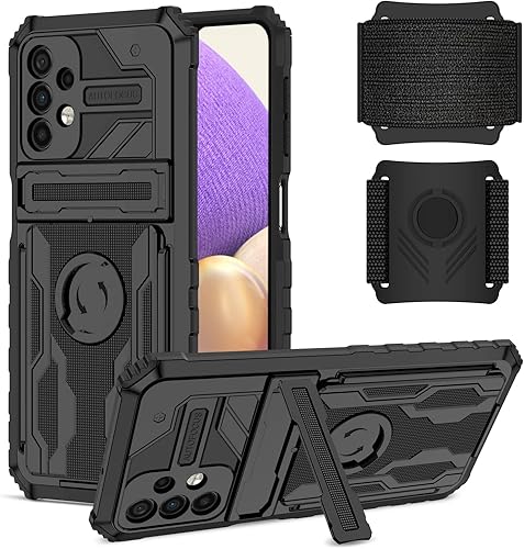 Asuwish Funda de teléfono para Samsung Galaxy A32 5G 2021 de 6.5 pulgadas, funda de 360 , banda de brazo para correr, soporte delgado, híbrido,