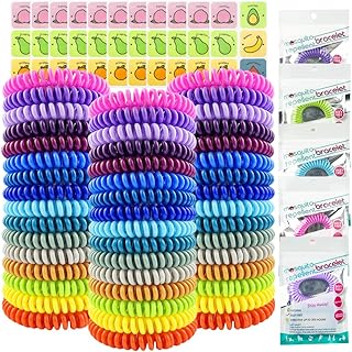 48 Pack Mosquito Repellent Bracelets, Individually Wrapped DEET-Free Insect & Bug Repellent Wrist Bands with 60 Pack Mosquito Patches for Kids & Adults Outdoor Camping Fishing Traveling