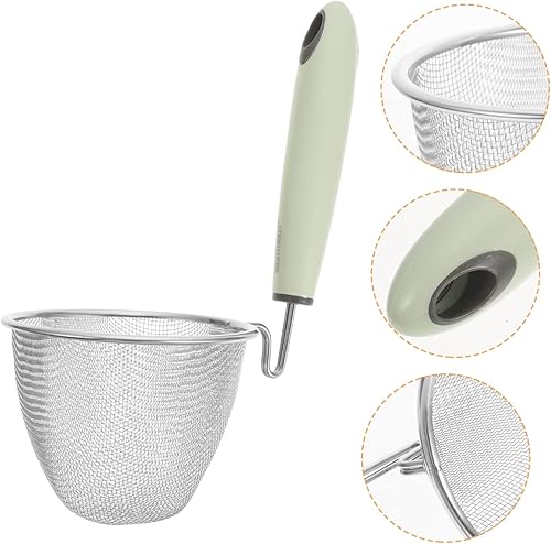 Miniatura 9 de BESTonZON Colador de fideos de acero inoxidable, colador de cuchara, colador de cuchara, colador de queso, cesta para freír, cuchara para