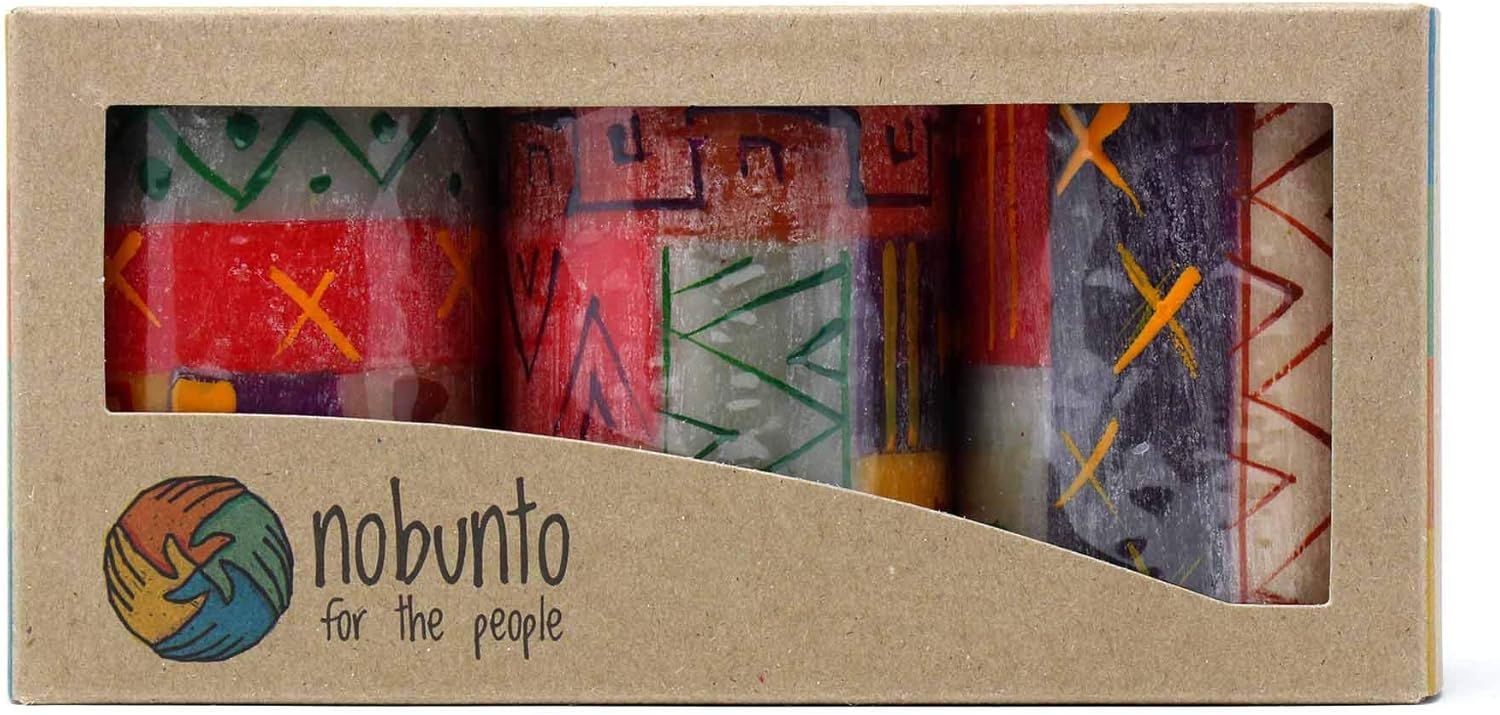 Set of Three Boxed Hand-Painted Candles - Indabuko Design - Nobunto Candles
