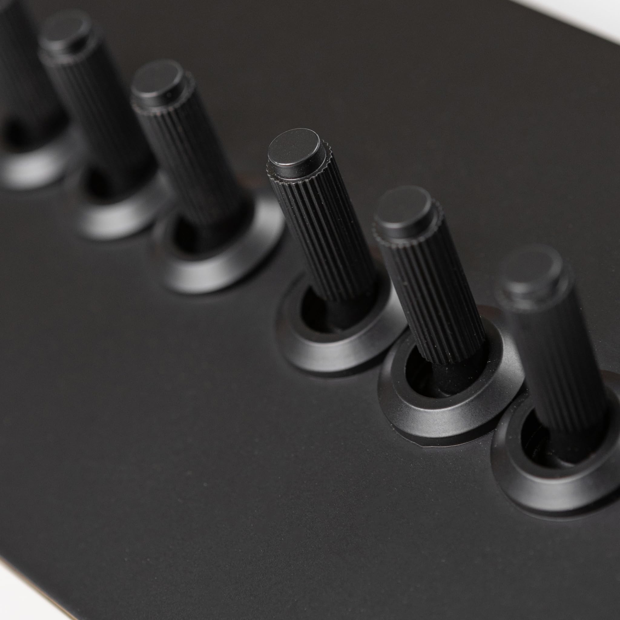 Matte Black Straight Knurled Switches and Sockets (6 Gang 2 Way Toggle Switch 146x88mm)