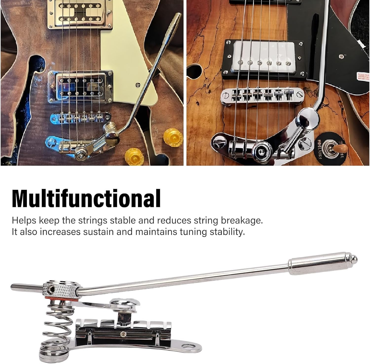 Electric Guitar Bridge Stop Bar Tailpiece Tremolo for II SG Guitars, Zinc Alloy Metal Guitar Tremolo Bridge Tailpiece Vibrato Bridge Stop Bar