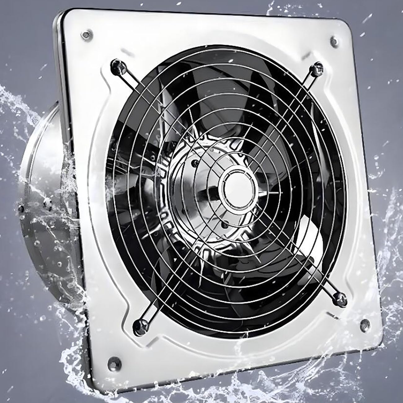 ICEMOB Aspiratore Bagno con Valvola di Ritegno,Estrattore Aria Silenzioso 2800 Giri/Min,Ventola Aspirazione Cucina,Alloggiamento in Acciaio Inossidabile,per Casa,Garage Ventilazione,10 Inches
