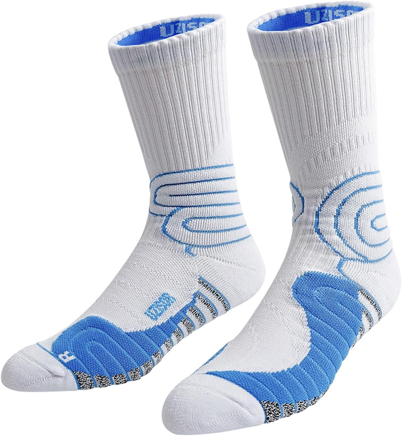 Mens Long Tube Athletic Socks Superior Grip Cushioned Sole Basketball Running Sports Cotton Blend