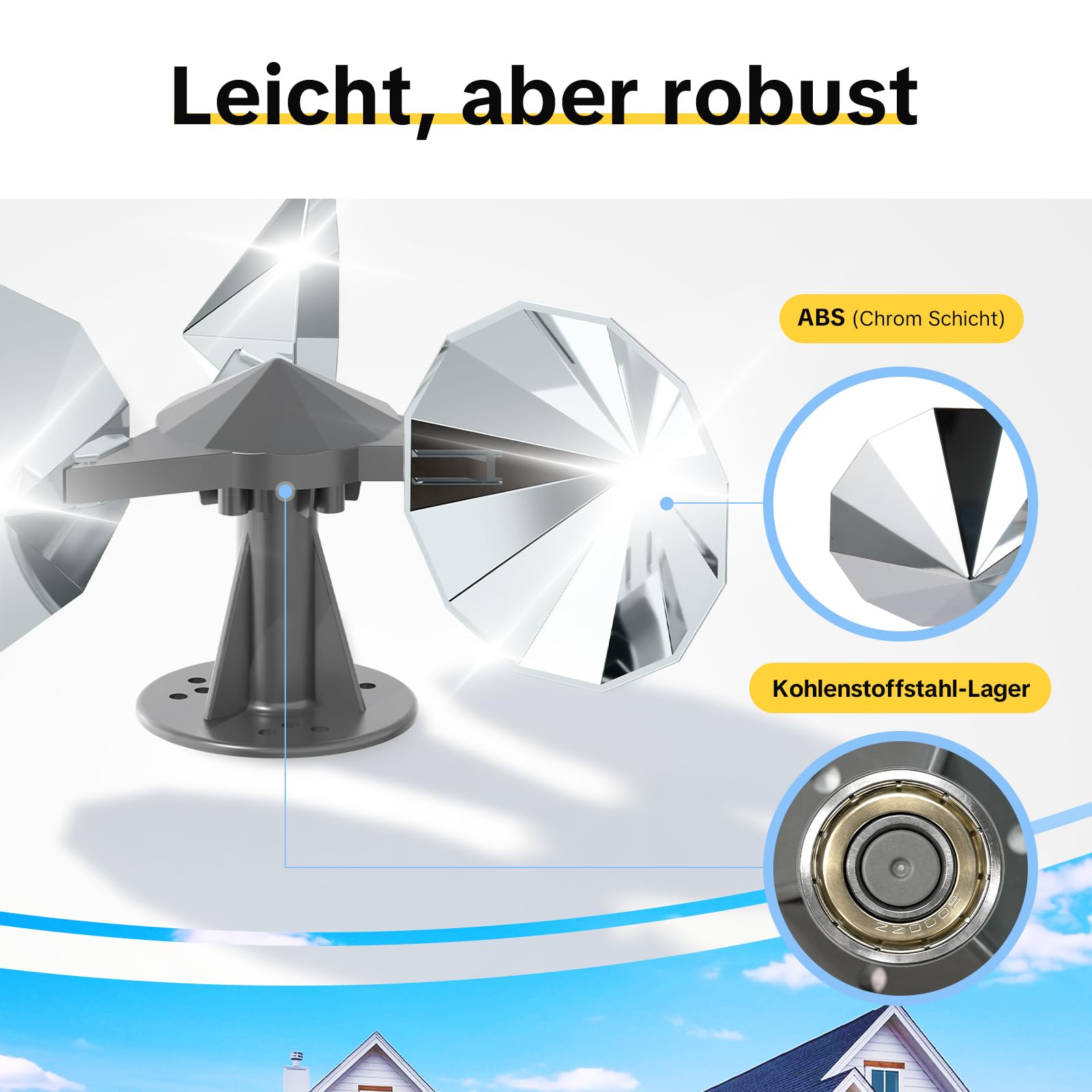 OFFO Windrad Vogelabwehr, Taubenabwehr Windspiel Specht Abwehr, 360°Reflexion Bewegliches Vogelschreck, Kunststoff Basis für Fassade, Balkon, Garten, 1Stück.