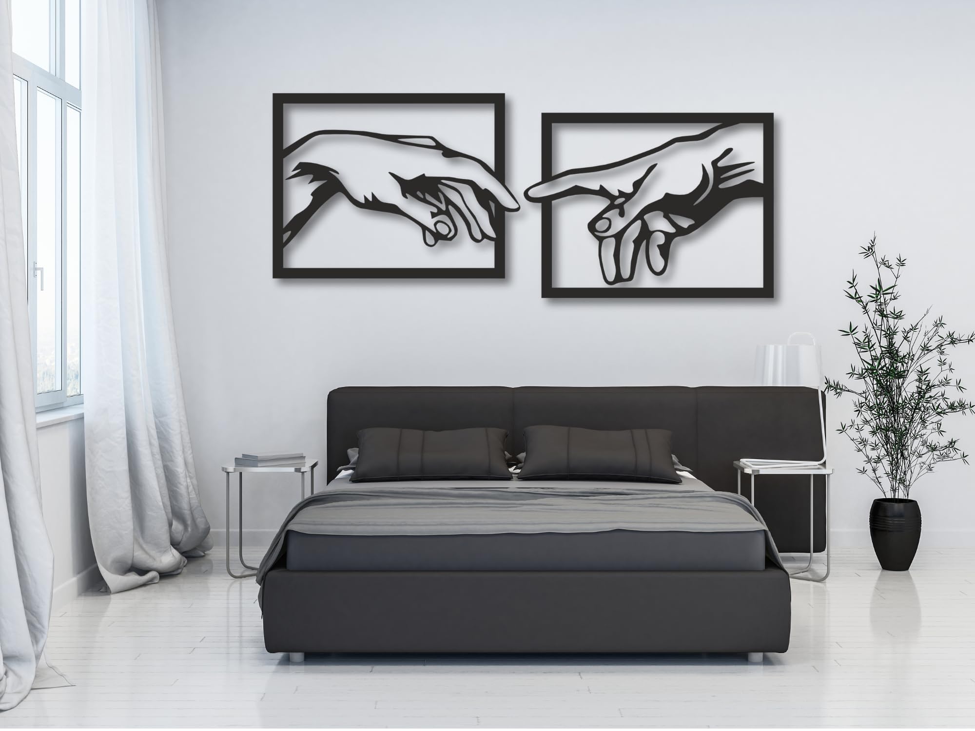 VAILLA ® Juego de 4 flores para decoración de pared, decoración de pared de madera, decoración del hogar, arte de pared 3D, decoración de pared grande, cuadros para dormitorio, salón y cocina… (Miguel