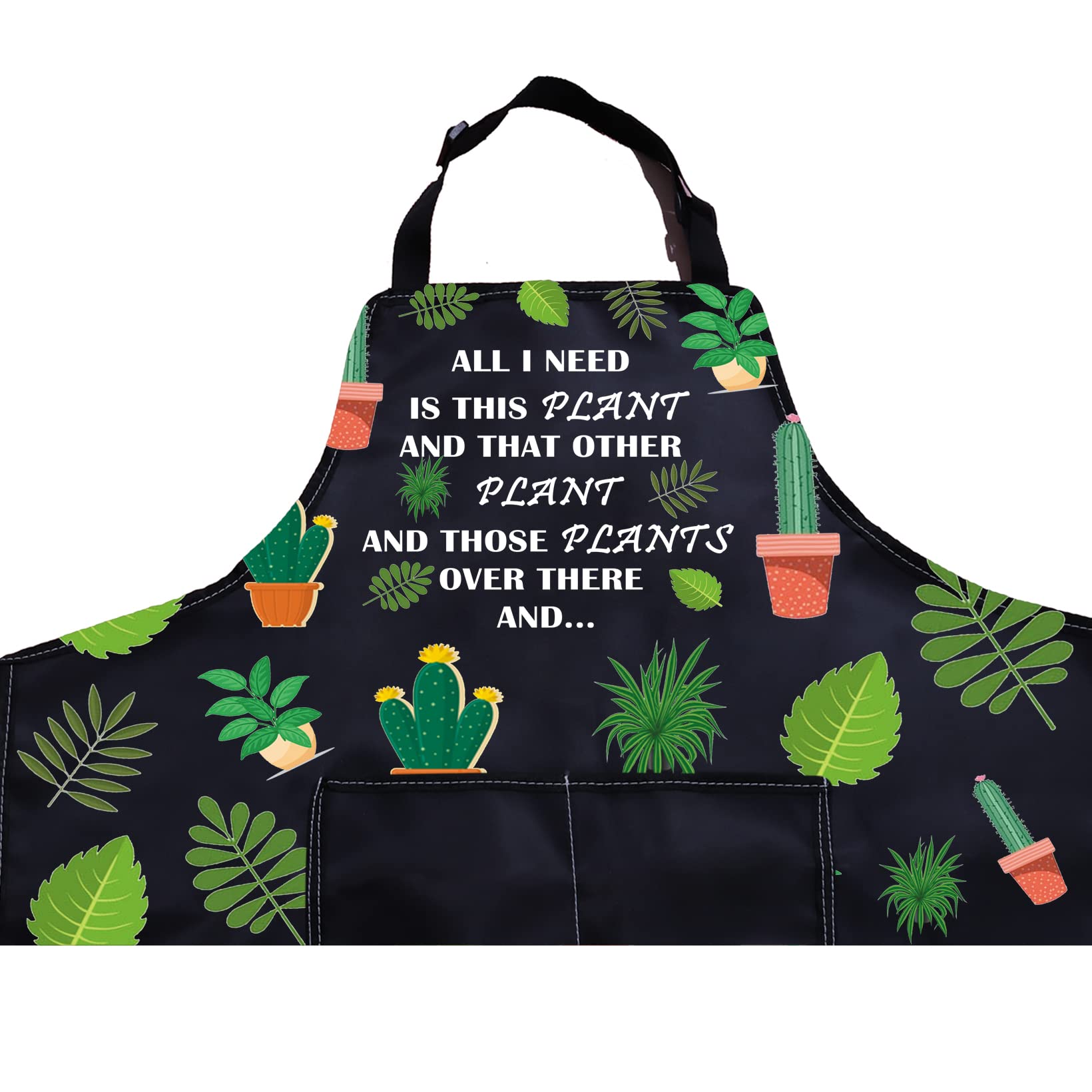 PXTIDY Plant Lover Gifts Gardener Apron All Need Is This Apron Succulent Plant Lady Gardening Florist Kitchen Gift (Black) - Image 2