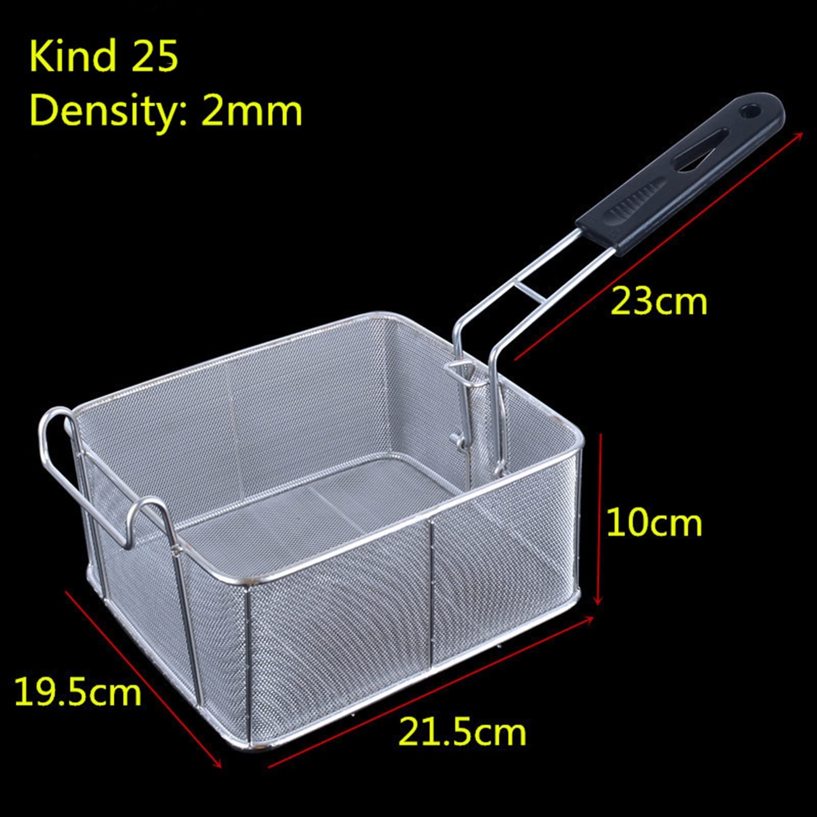 Cucharón colador de acero inoxidable – Pantalla para freír patatas fritas, red de filtro cuadrado, colador para cocinar, colador de alimentos, cesta de malla, 1 unidad