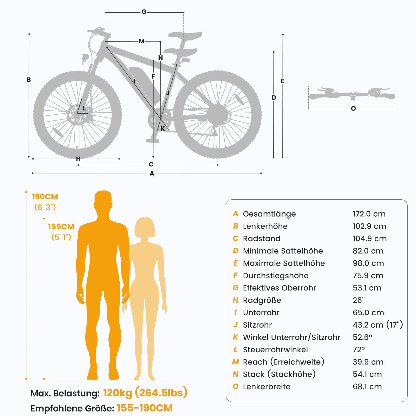 Touroll U1 E-Bikes, 26/29 Zoll E Bike Herren Damen mit Abnehmbarer 36V 13Ah Akku, 250W Motor MTB, E-Mountainbike mit 21 Gang, Elektrofahrrad Reichweite über 55-100KM, CST Off-Road-Reifen