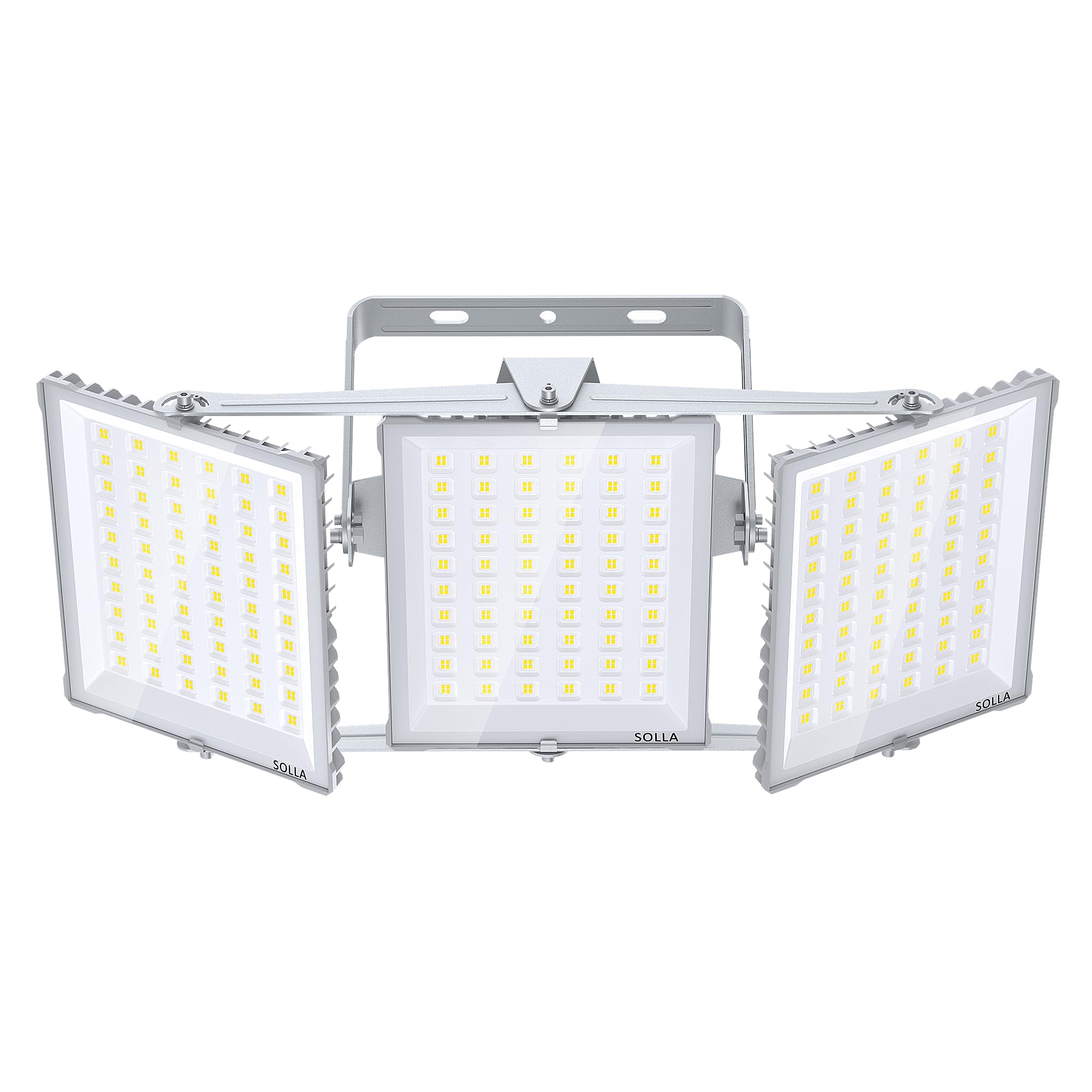 SOLLA Foco LED de 600 W para exteriores, ultrabrillante, 60000 lm, 6000 K, luz blanca IP66, resistente al agua, 3 cabezales, luces de seguridad para exteriores, para patios, color gris calle