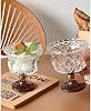 Vintage Glass Dessert Cups 2 pack - 8oz Cute Ice Cream Fruit Cup Dessert Bowl Juice Cup Coffee Cup - ideal for Wedding Party Holidays Gifts for Women,Brown
