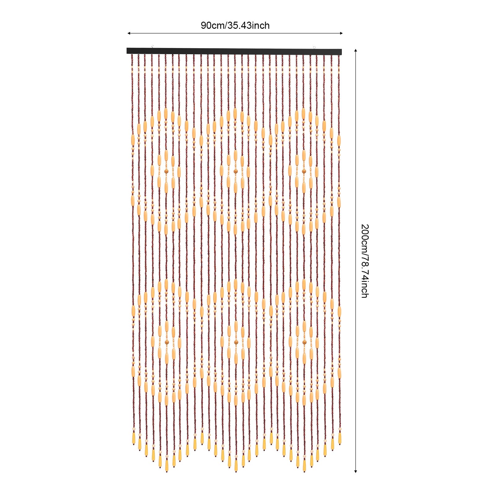 Bambusowa zasłona z koralików 200 x 90 cm, naturalne drewno na drzwi z 52 pasmami, ręcznie wykonana zasłona z koralików do drzwi i ścianki działowej, ochrona przed owadami w stylu vintage