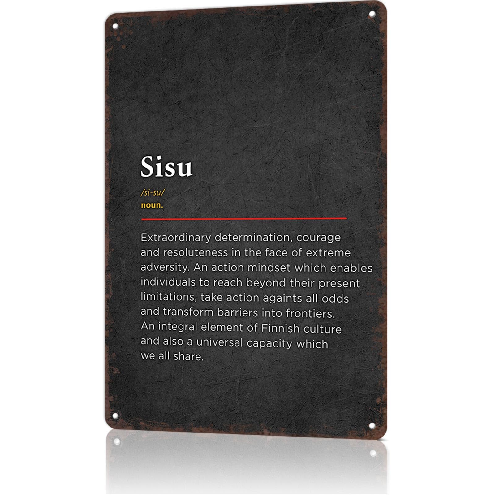 KWQDOZF Funny Metal Sign Sisu Motivational Japanese Vintage Tin Signs Poster For Home Room Bedroom Office Decor 8x12inch