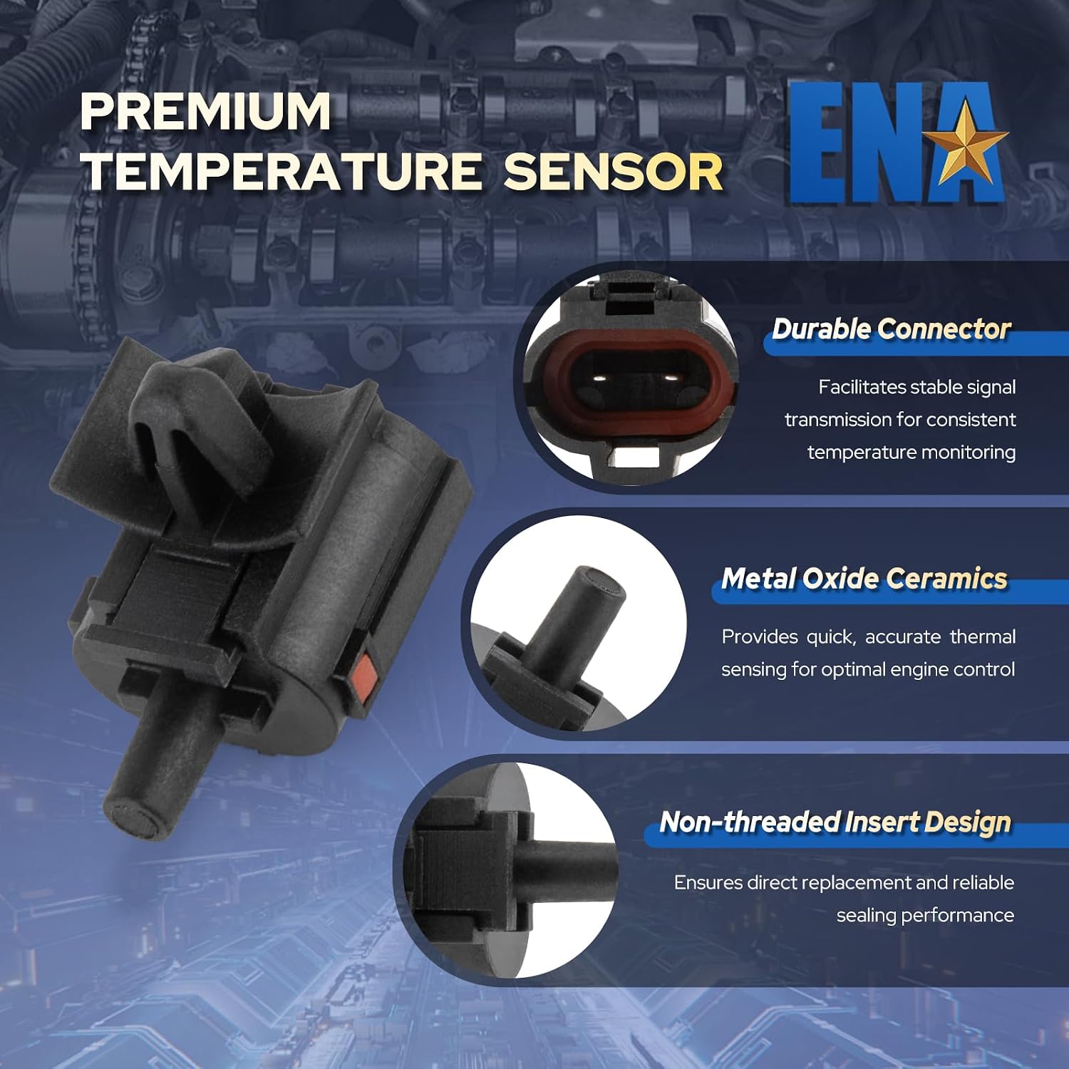 ENA Ambient Air Temperature Sensor Compatible with Hyundai Elantra Coupe Kia Optima Forte Koup 1.8L 2.7L 3.5L L4 V6 2001-2013 2014 2015 2016 2017 2018 2019 2020 2021 2022 2023 2024 Replaces AX157