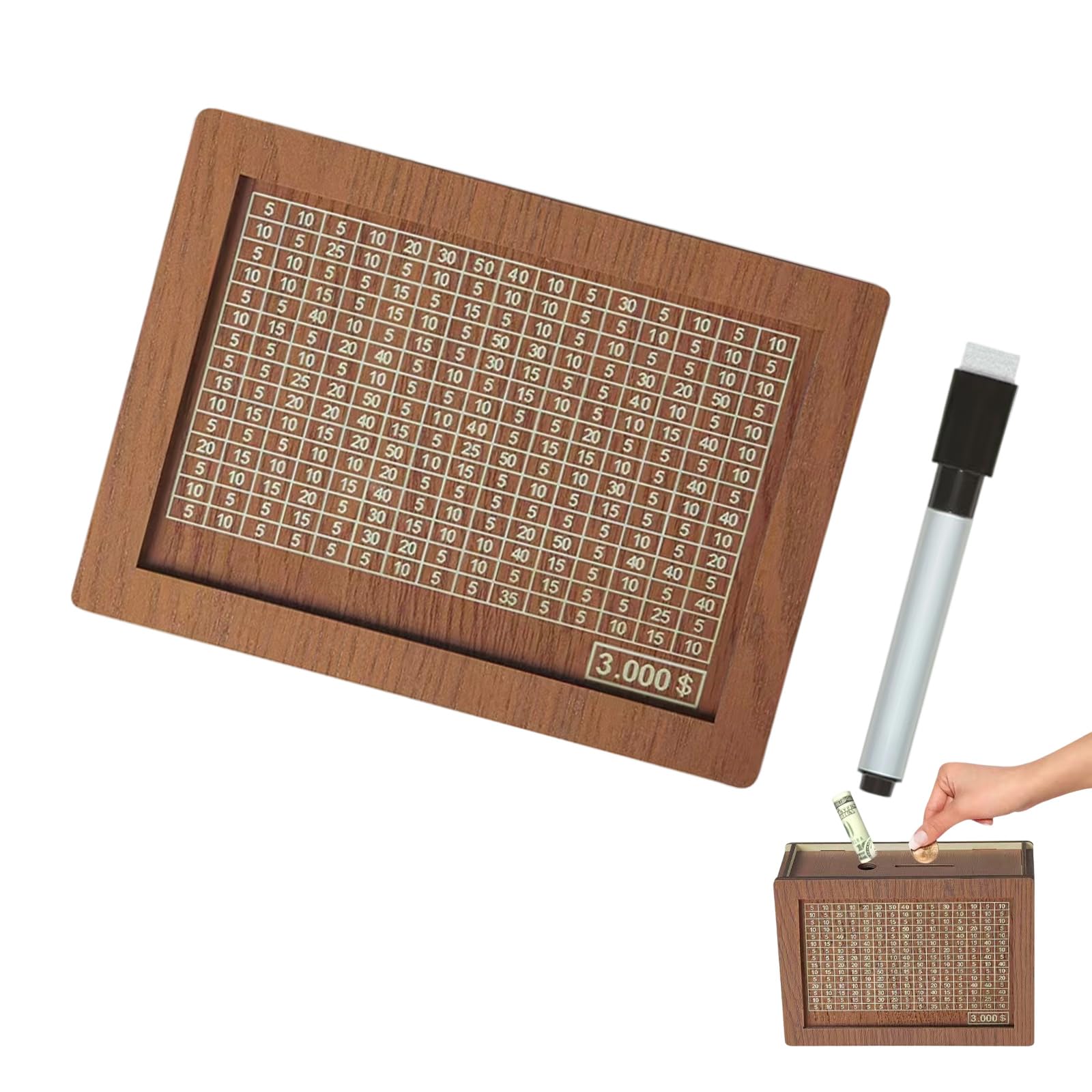 Wood Cash Saver with Currency Counter for Family Finance Planning Cash Saver Box with Numbers