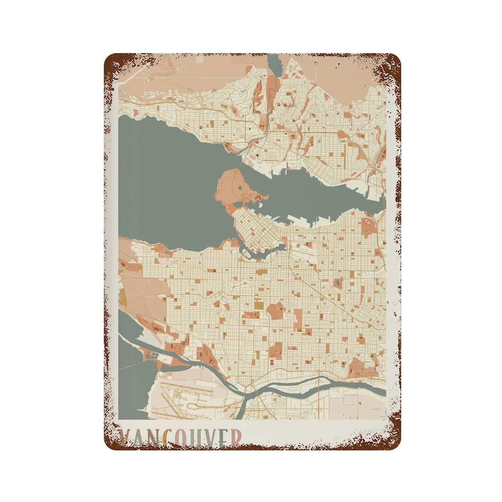 xiaoxiaoshen Vancouver Map City of Canada Boho Wall Decor Art Metal Tin Poster Modern Home Decor Art Home Bar Shop Decorations Vintage Sign 40x30cm
