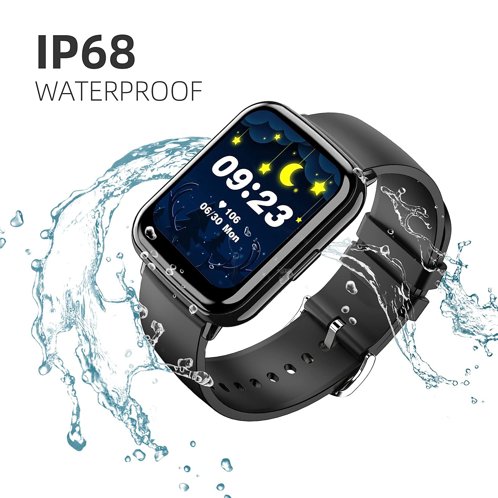 Tanzato Smart Watch - Full Touch Fitness Tracker with Heart Rate Monitor,  Pedometer, Blood Oxygen Meter, Activity \u0026 Sleep Tracking - IP68 Waterproof  Sports Smartwatch for iOS Android: Amazon.co.uk: Electronics \u0026 Photo