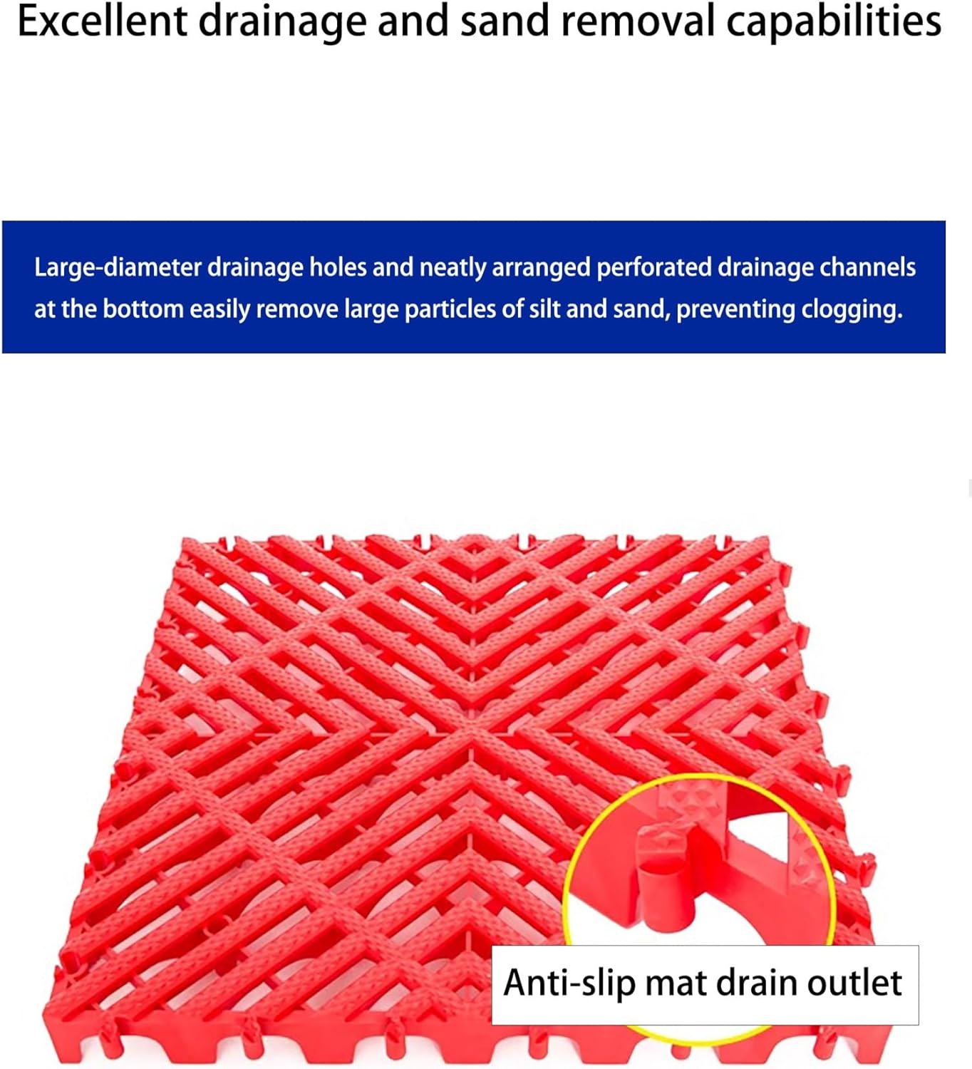 Interlocking Drainage Garage Floor Tiles - 10pcs Non-Slip 2MM Mats for Garden, Patio, Bathroom - Durable Gray Splicing Design (15.7"x15.7"x0.79")