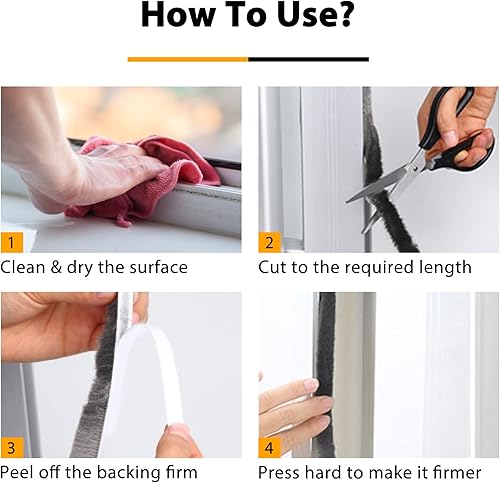 Miniatura 7 de Burlete autoadhesivo de 39.4 pies para ventanas y puertas, burlete para insonorización, resistente al viento, al polvo, adherencia más fuerte, 0.35