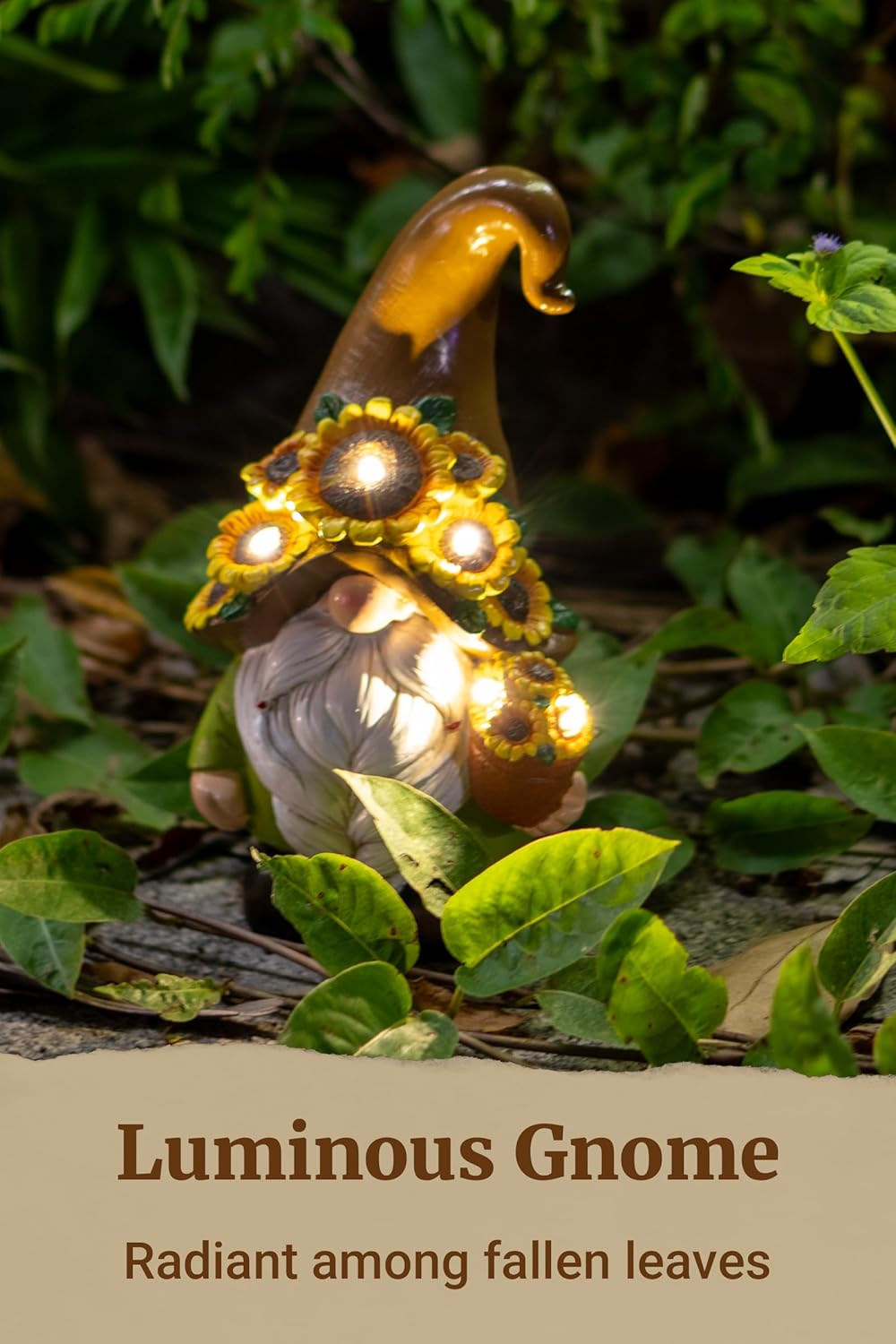 Solar Garden Gnome Statue, 7.67 Inch Resin Gnome Outdoor Decor for Yard, Backyard, Patio, Porch, Lawn; Garden Decor, Gnome Gifts, Birthday Gifts for Grandma Mom Women - Image 13