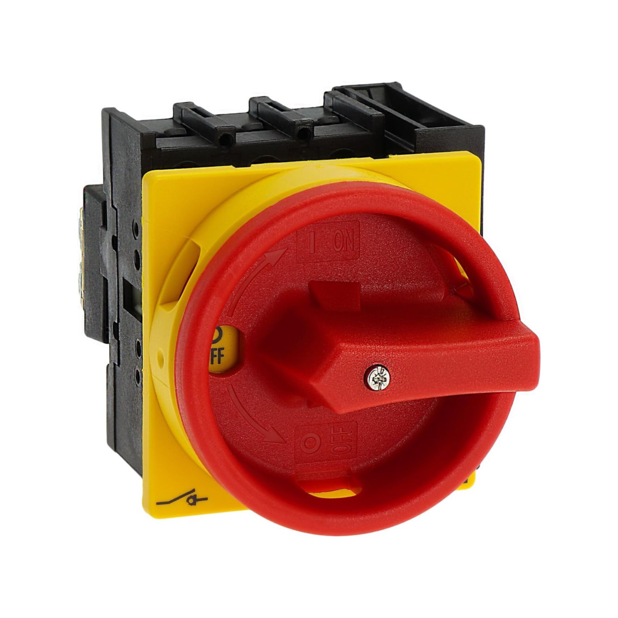 Eaton P1-32/EA/SVB/HI11 Interruptor General, 3 Polos con 1 NO con 1 NC, 32 A, Función de Parada de Emergencia, Bloqueable en posición 0, Montaje Empotrado