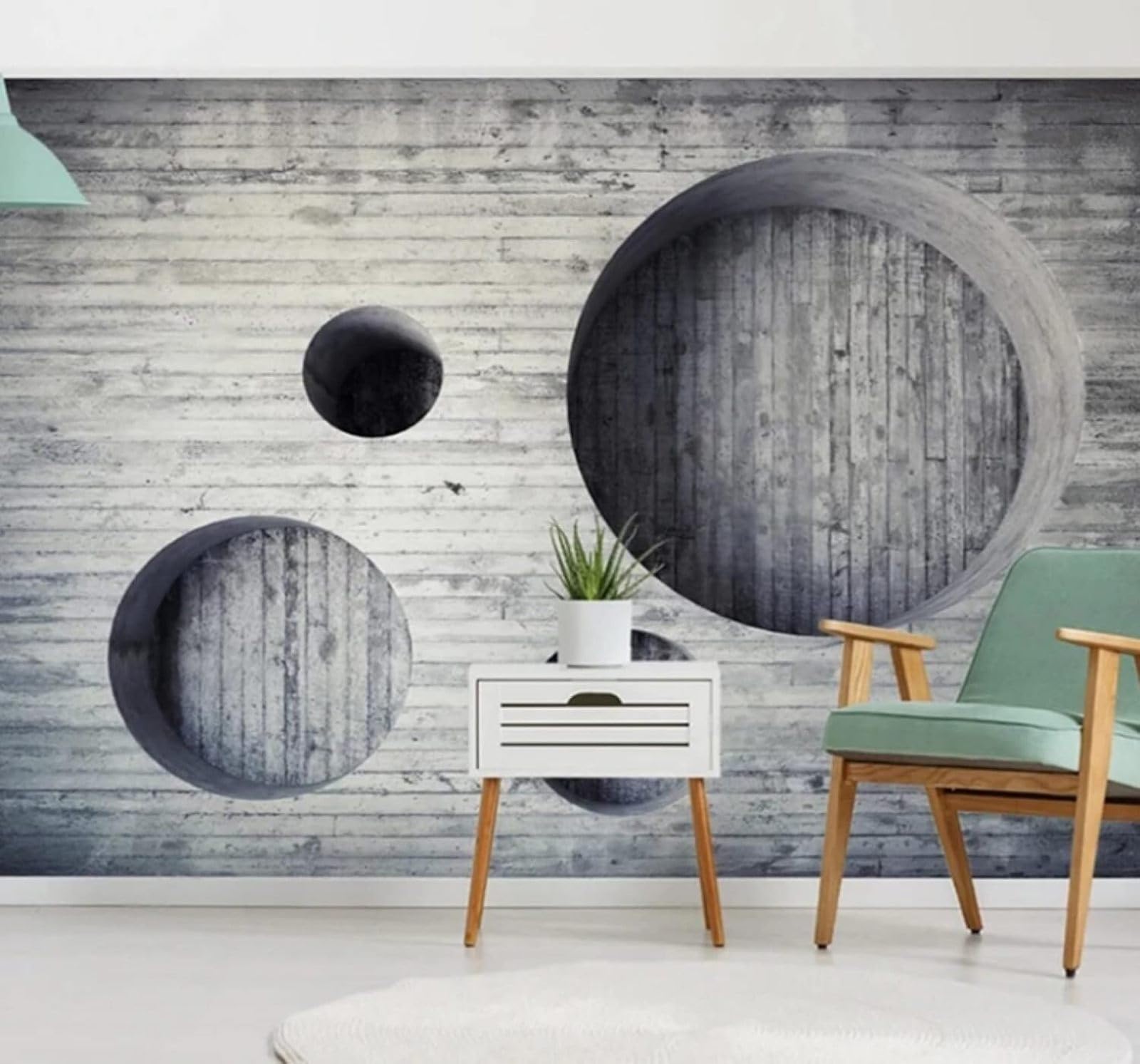 Wallpaper-3D-Xlm 350Cm×256Cm(B×H) Retro Abstract Circular Grey Brick Wall 3D Wallpaper Easy Install Feature Office Living Room Sofa Bedroom Tv Background Wall Decoration-350Cm×256Cm