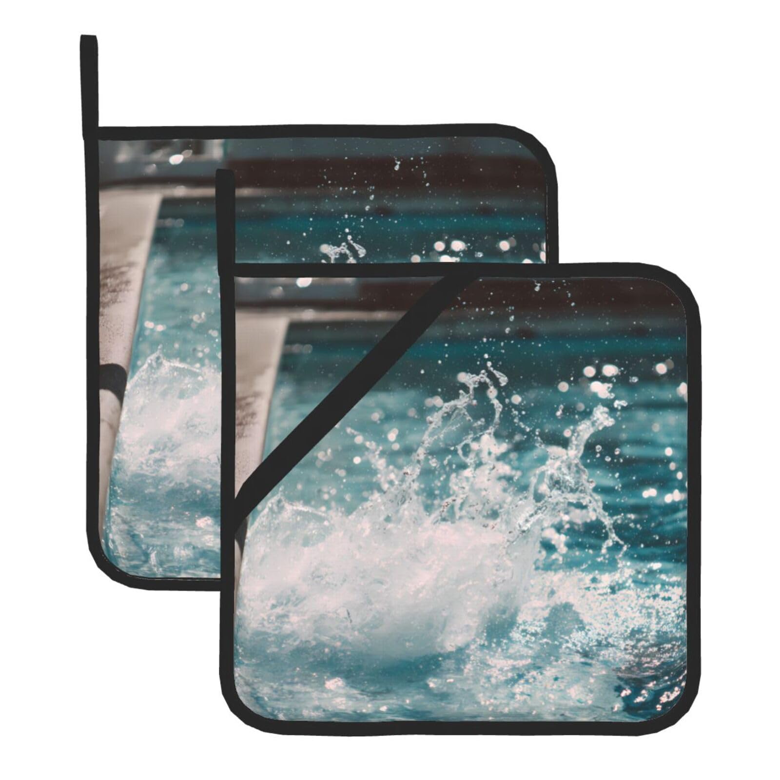 Afternoon Pool Square Heat Resistant Trivet Set Thick and Durable for Baking Barbecue Cookware Oven