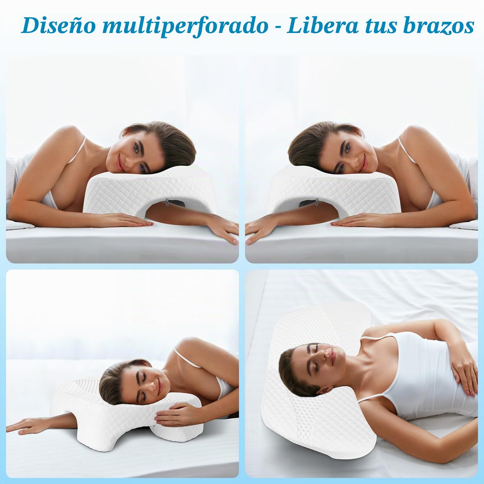 Almohada para Dormir de Iado con Hueco para el Brazo– Blanca