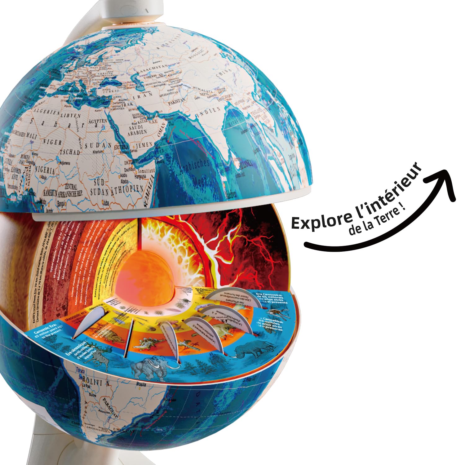 C Toys - So Science – interaktiver 3D-Erkundungsglobus für Kinder ab 6 Jahren – SoundQuiz – Geografie und Kulturen der Welt – Audio-Karten – Lernspiel STEM – FR/EN – COS 003FR