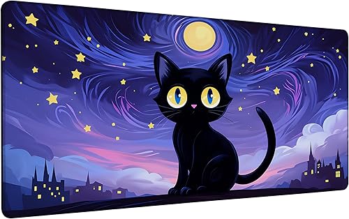 Miniatura 27 de Highland Cow Starry Night - Alfombrilla de mouse grande para escritorio, teclado extendido, alfombrilla de mouse de anime con base antideslizante y