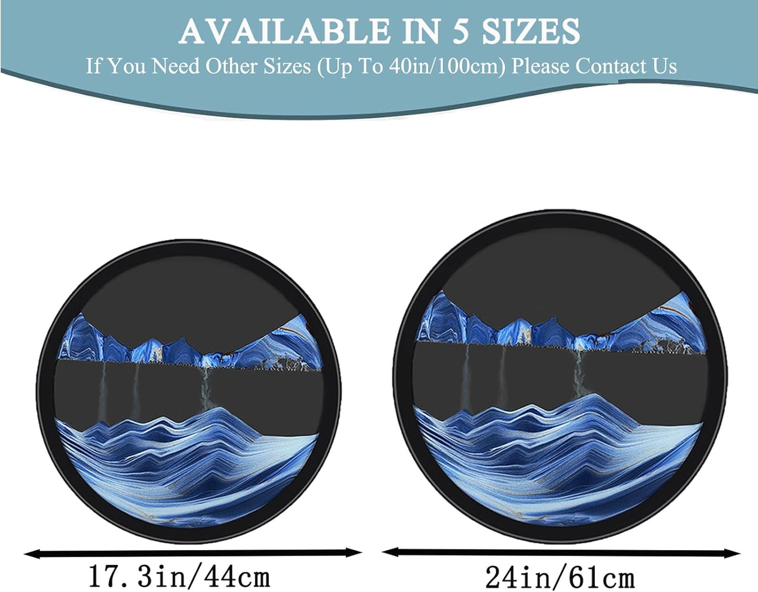 TNSLGHS Moving Sand Art, Wall Mounted Sand Art Liquid Motion, 360°Rotate Moving Sand Wall Art Deep Sea Sandscape Room Decoration, Relaxing Mood Home Office Work Decor,D-24in/61cm
