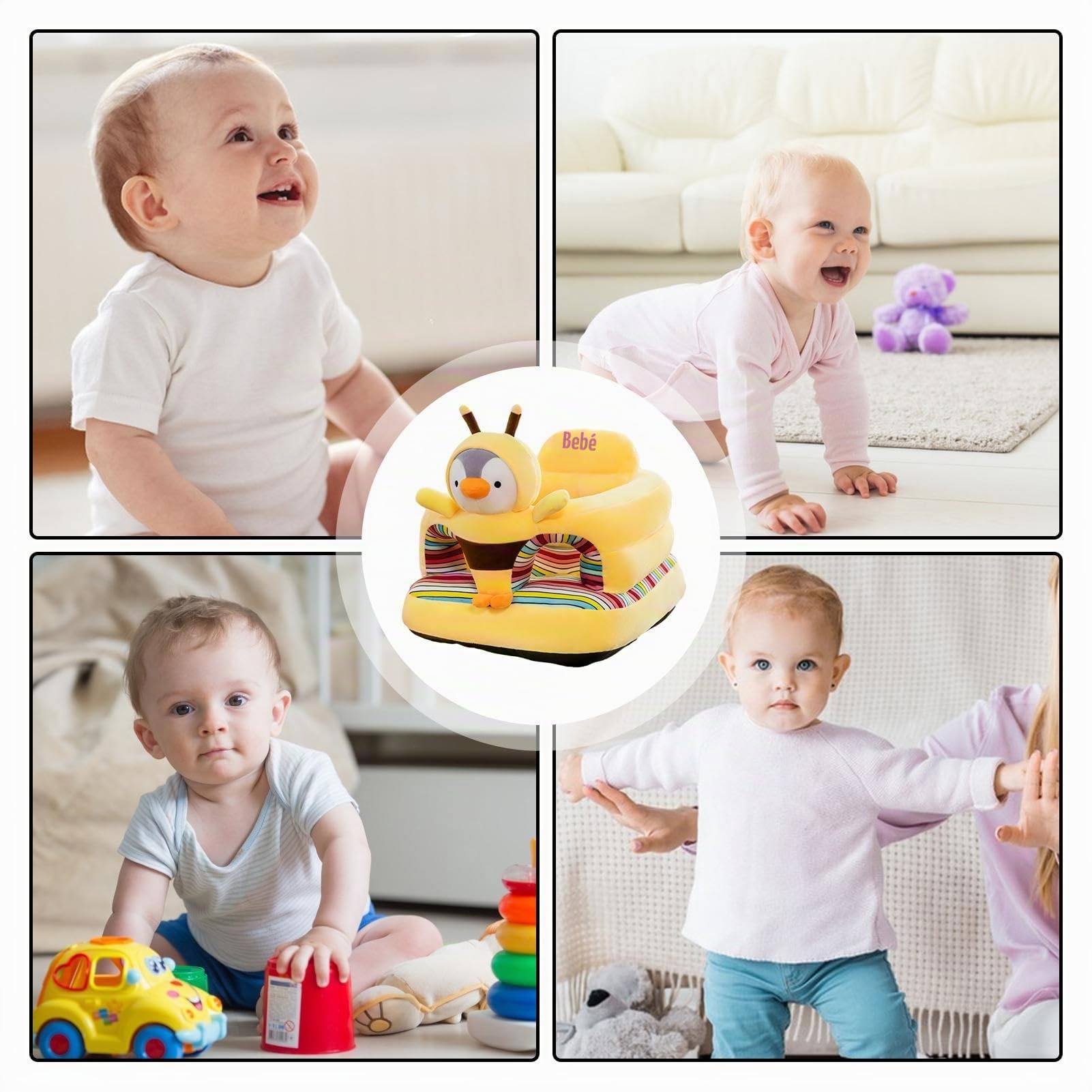 Asiento de apoyo para niños pequeños, bonito asiento de sofá para niños, soporte de asiento de sofá para niños pequeños que aprenden sentados, asiento anticaídas, cojín de asiento en forma de animal,