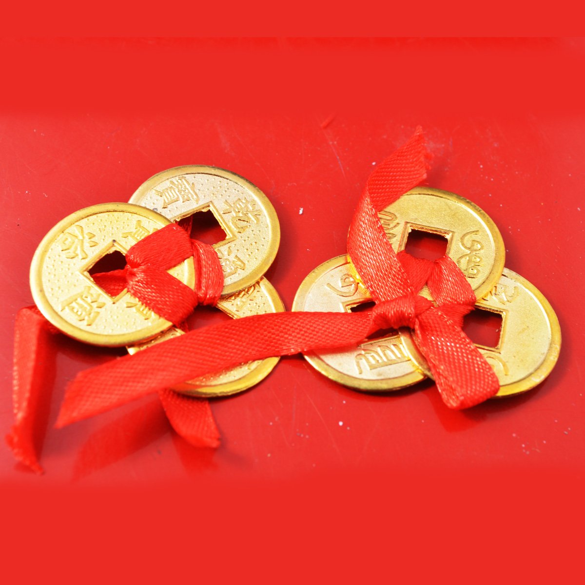 4 Monete Cinesi I Ching Portafortuna Con Nastro Rosso Per Ricchezza E Protezione - Confezione Regalo Y1118