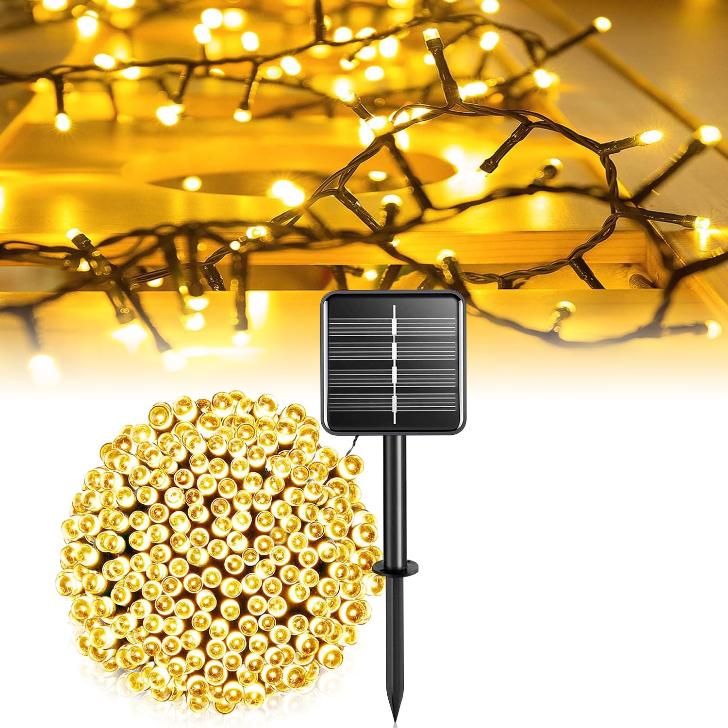 Luci Solari Esterno A.bigwhale 50 LED | Catena Luminosa 5m 8 Modalità - Impermeabile IP65 Per Giardino - Foto 12