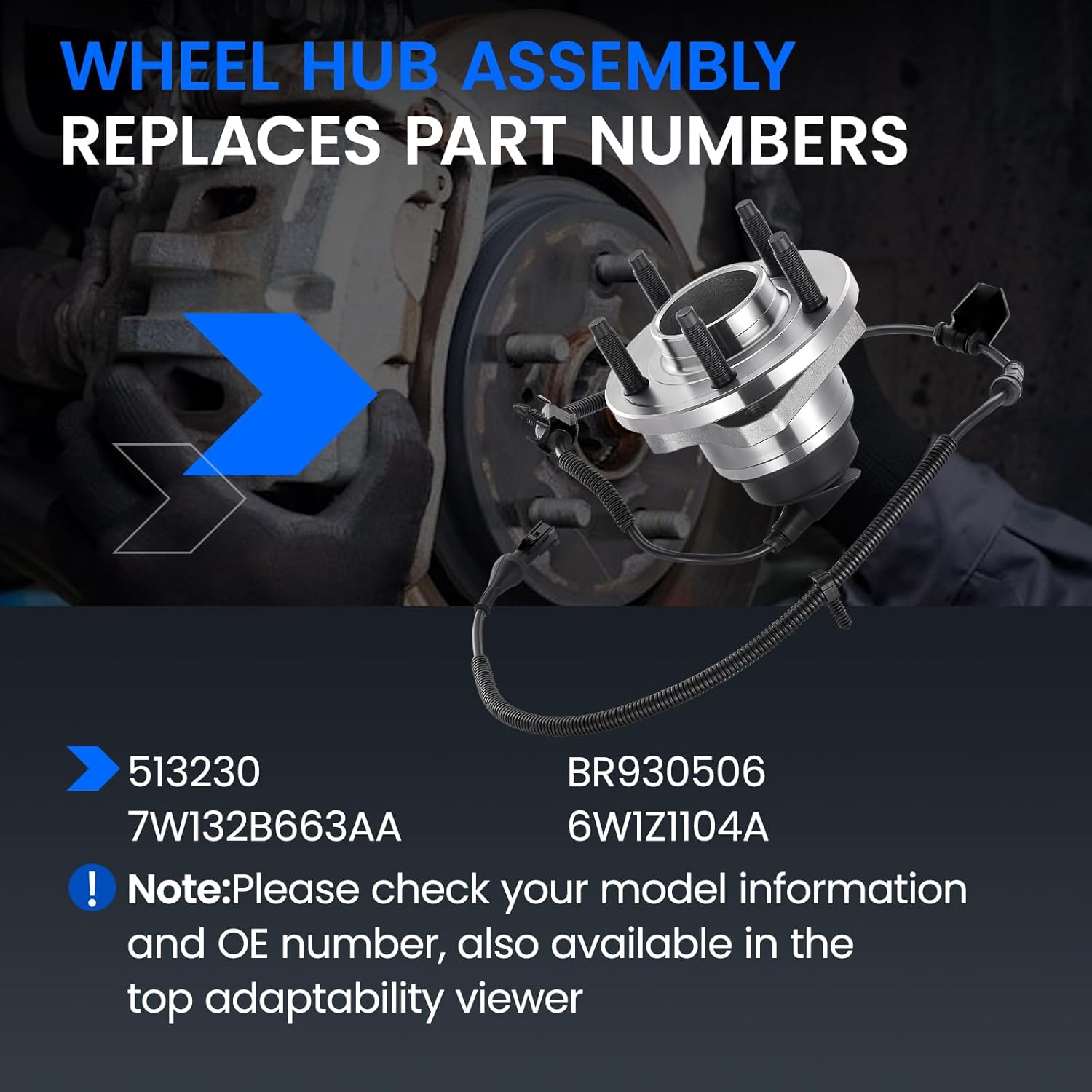 513230 Front Wheel Bearing and Hub Assembly Compatible with Ford Crown Victoria, Compatible with Lincoln Town Car, for Grand Marquis, 2005-2011 4.6L V8, 2PCS