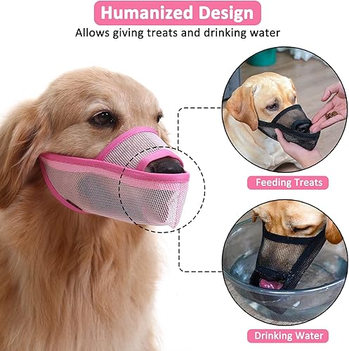 Miniatura 5 de Bozal de nailon para perros pequeños, medianos y grandes, de malla de aire, transpirable y potable, bozal para mascotas, antimordeduras, antiladridos