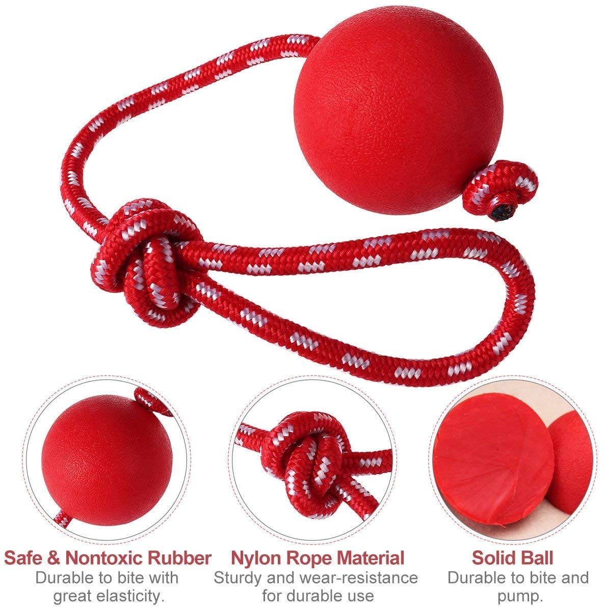 K9 Trainingsball Mit Seil Für Hunde – Unzerstörbarer Gummiball 6 Cm, 30 Cm Seil, Für Apportieren & Zerrspiele