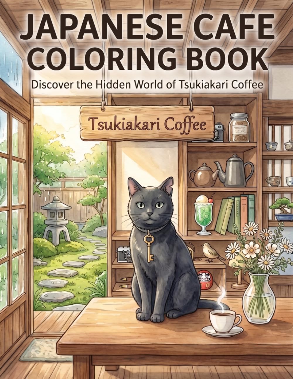 JAPANESE CAFE COLORING BOOK Discover the Hidden World of Tsukiakari Coffee: A Cozy Japanese Cafe Coloring Book Featuring Hidden Treasures, Coffee Moments, and KURO the Cafe Cat