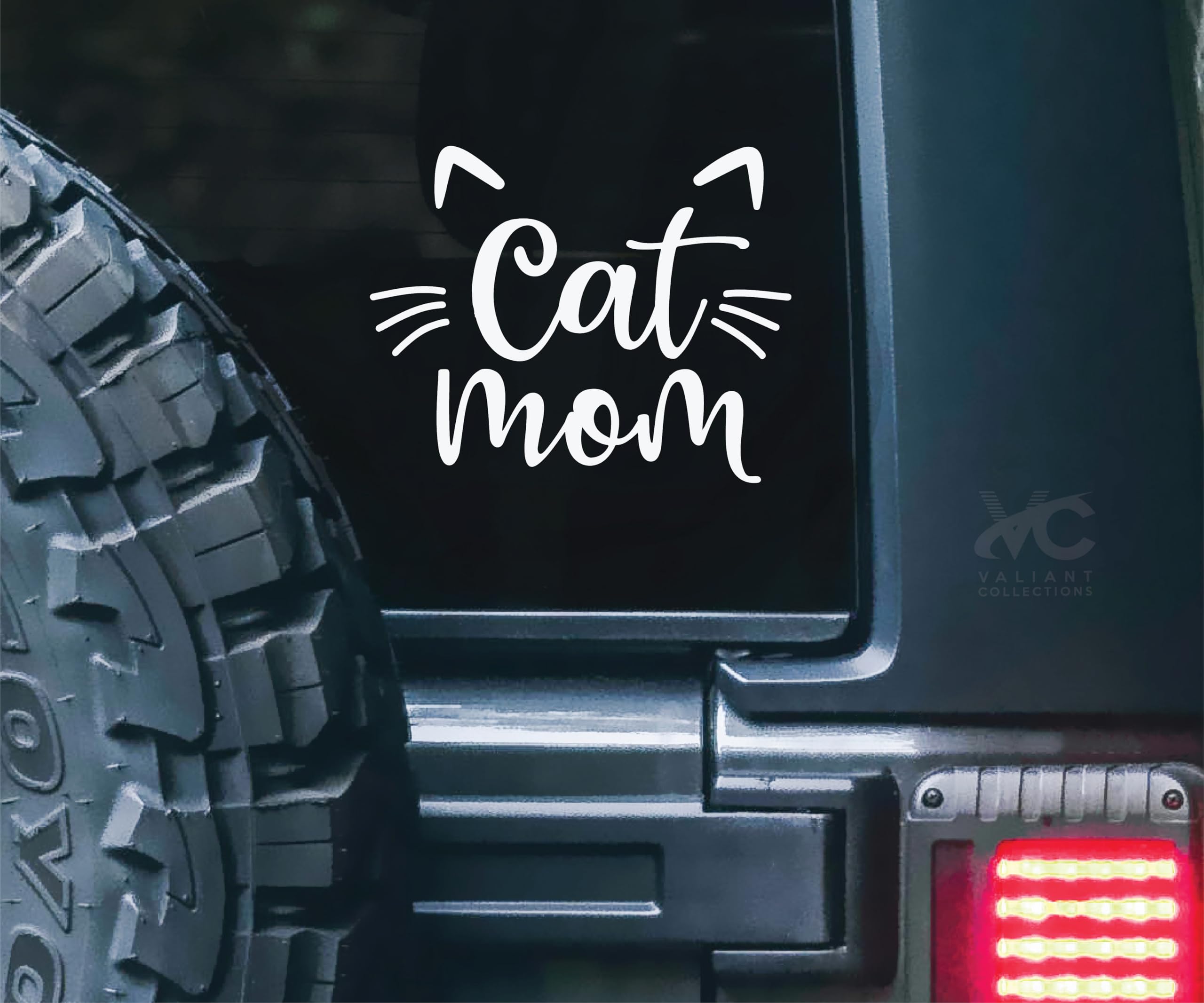 VALIANT COLLECTIONS – Cat Mom Sticker – Vinyl Cat Mom Sticker for Car, Truck, and Van – Indoor and Outdoor Use for Wall – Long Lasting Waterproof
