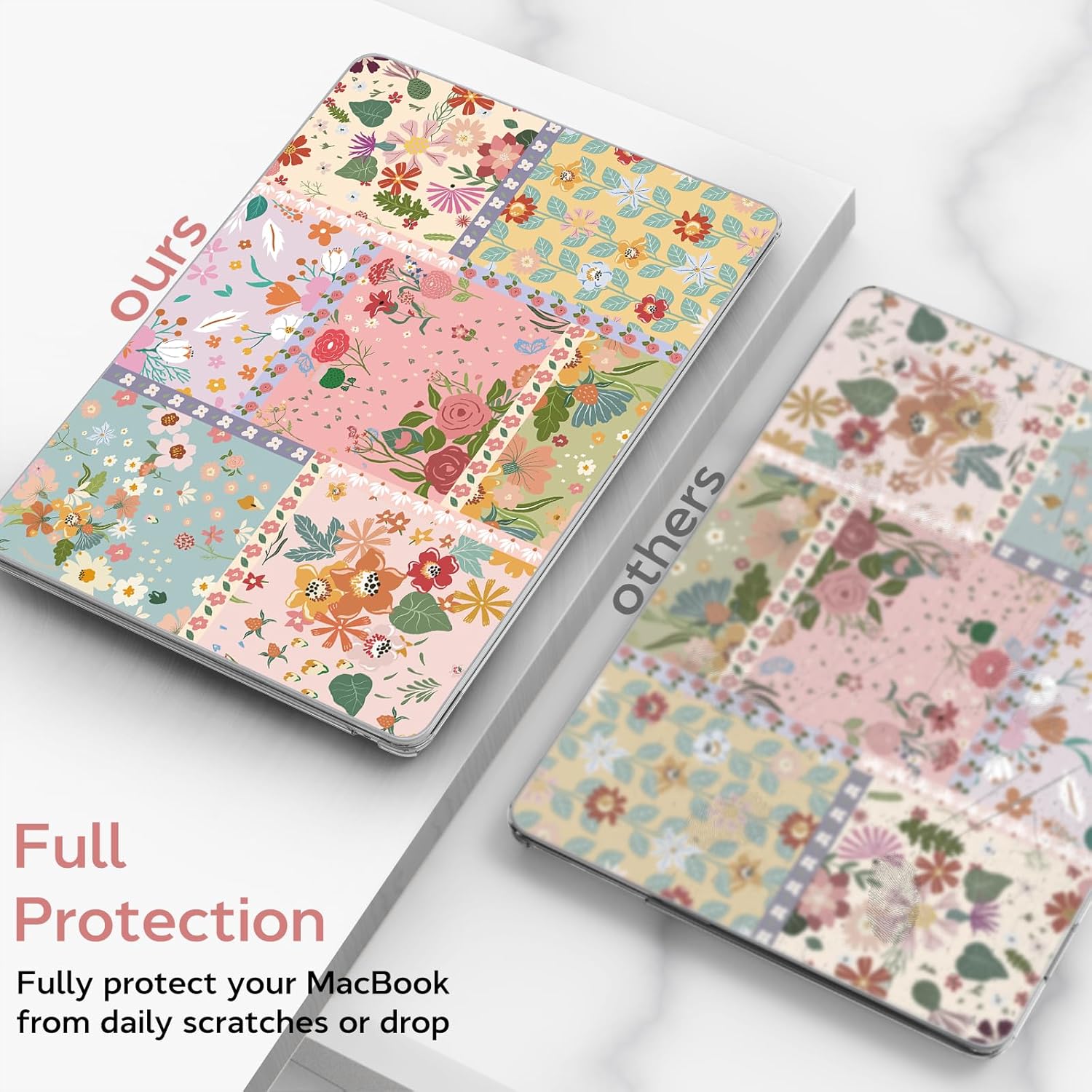 B BELK Compatible with MacBook Air 13 inch Case 2026 2025 2024 2023 2022 M4 M3 M2 A3240 A3113 A2681, Plastic Hard Shell +Keyboard Cover +Screen Protector for MacBook Air 13.6 inch Case, Floral Patch - Image 5