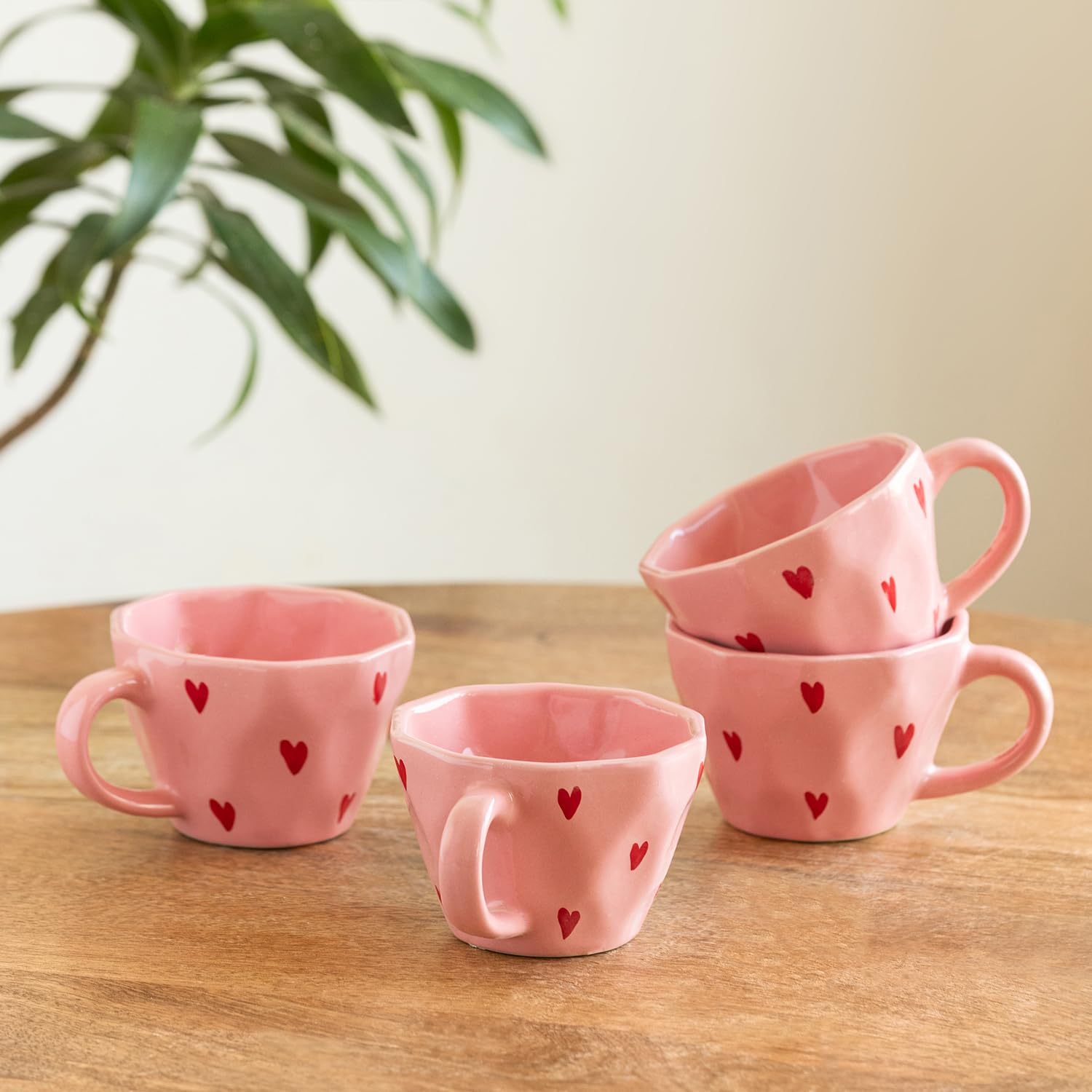 Colourful Hearts Ceramic Coffee Mugs - Set of 2 -13