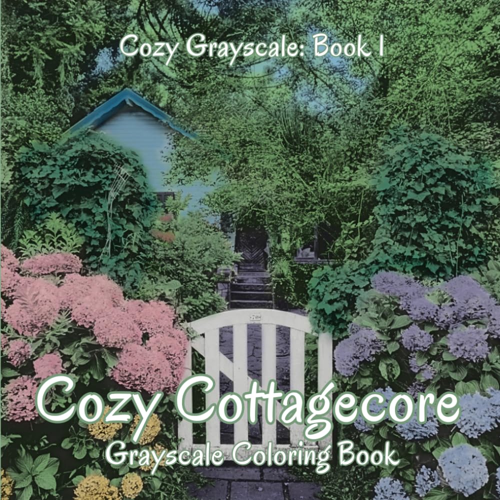 Cozy Cottagecore: Grayscale Coloring Book