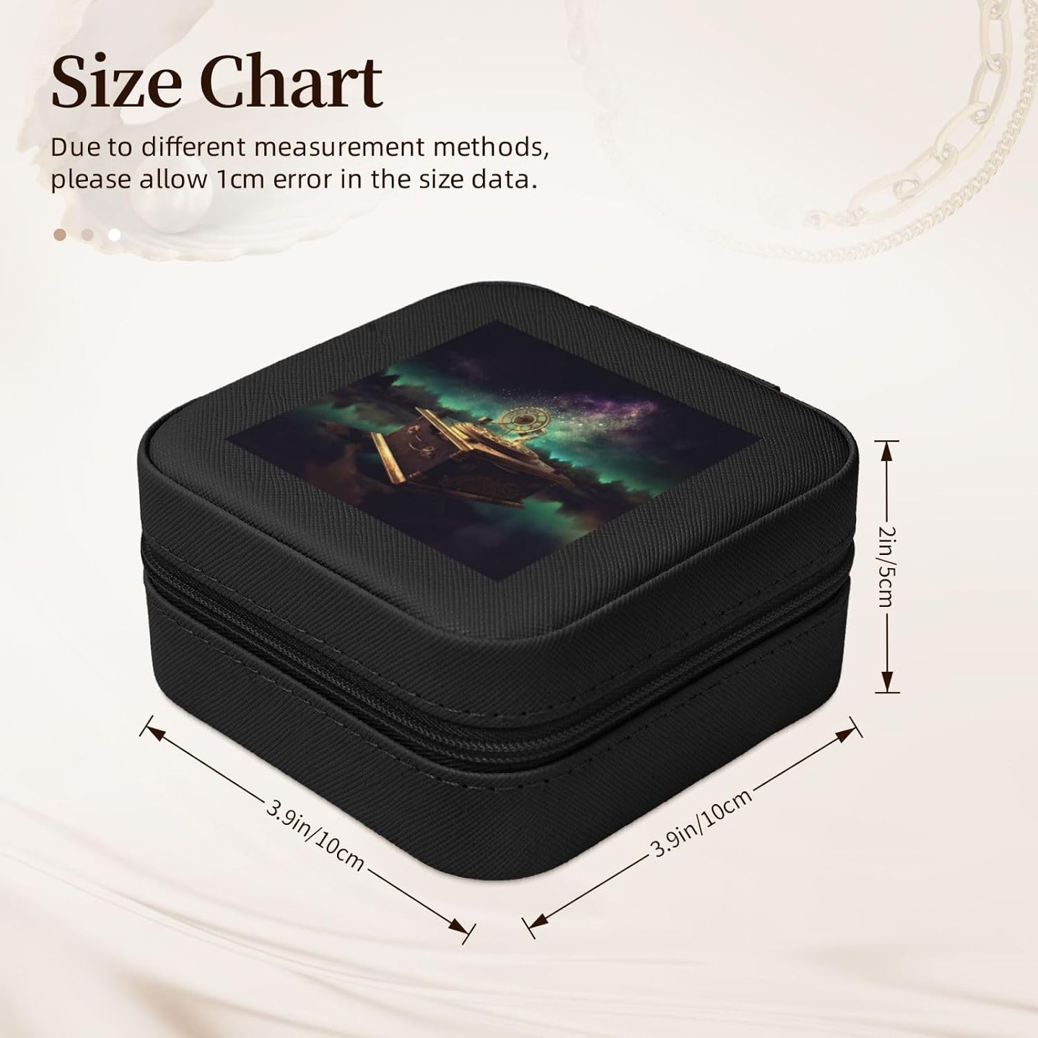Jewelry Box for Women Leather Travel Jewelry Case Dream Music Box Portable Jewelry Organizer Box Mini Jewelry Travel Case with Zipper for Earrings Bracelets Rings Necklace image 2