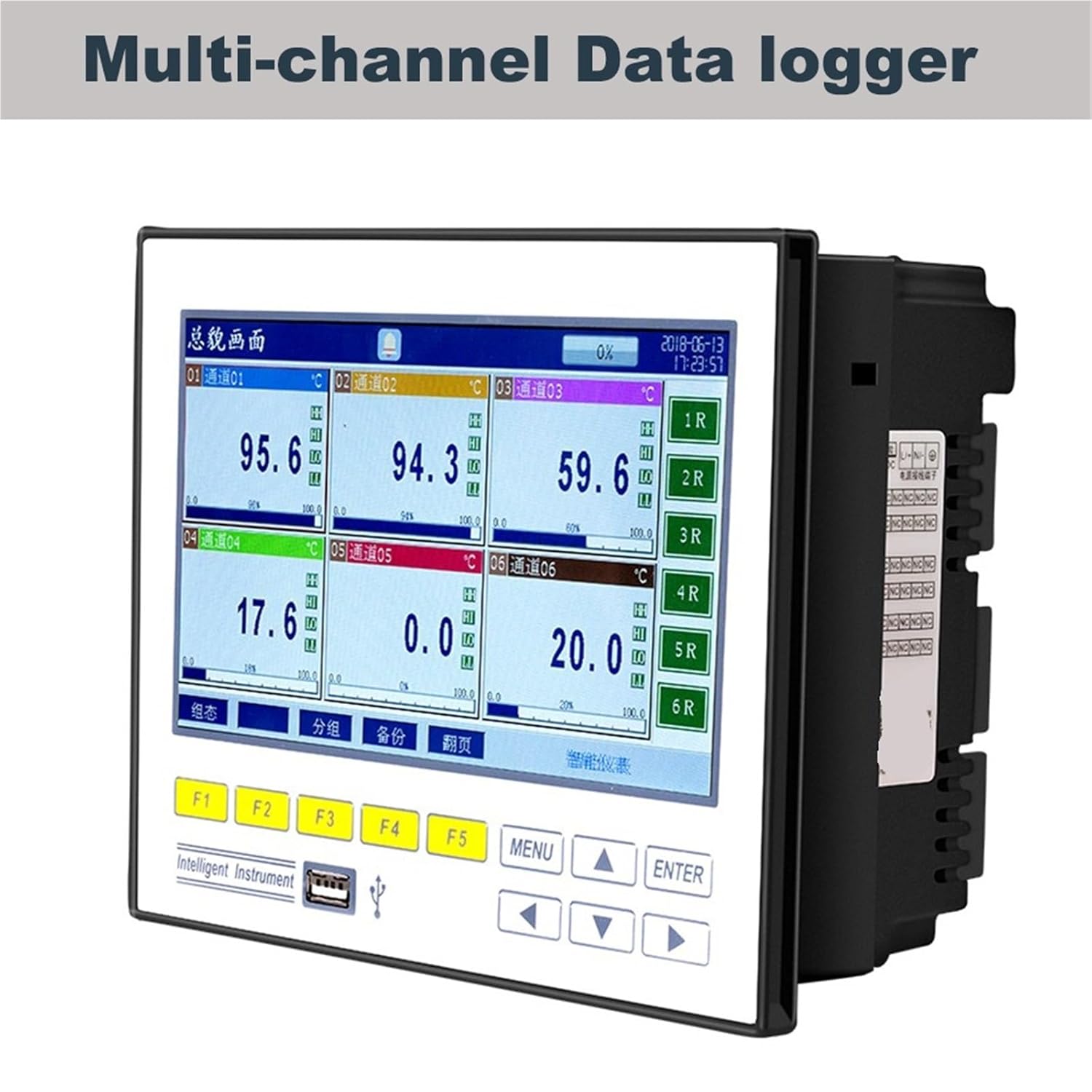 Smart Data Logger 16 Channels Digital Paperless Recorder Current Voltage Alarm USB Temperature Pressure RS485 4-20mA