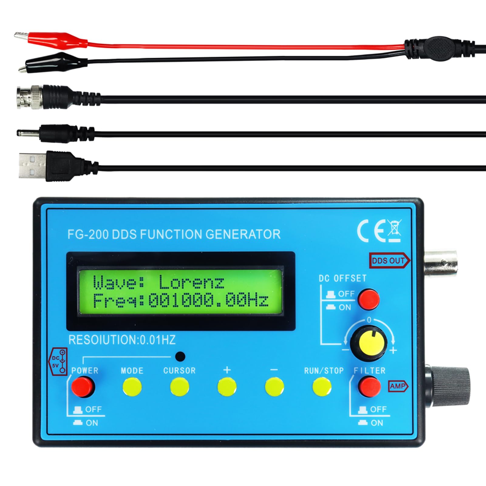 DDS Functional Signal Generator Oscilloscope Accessory Signal Generator FG-200 DDS Function Signal Generator Frequency Counter 0.01Hz - 500KHz Signal Source Module Sine+Square+Sawtooth