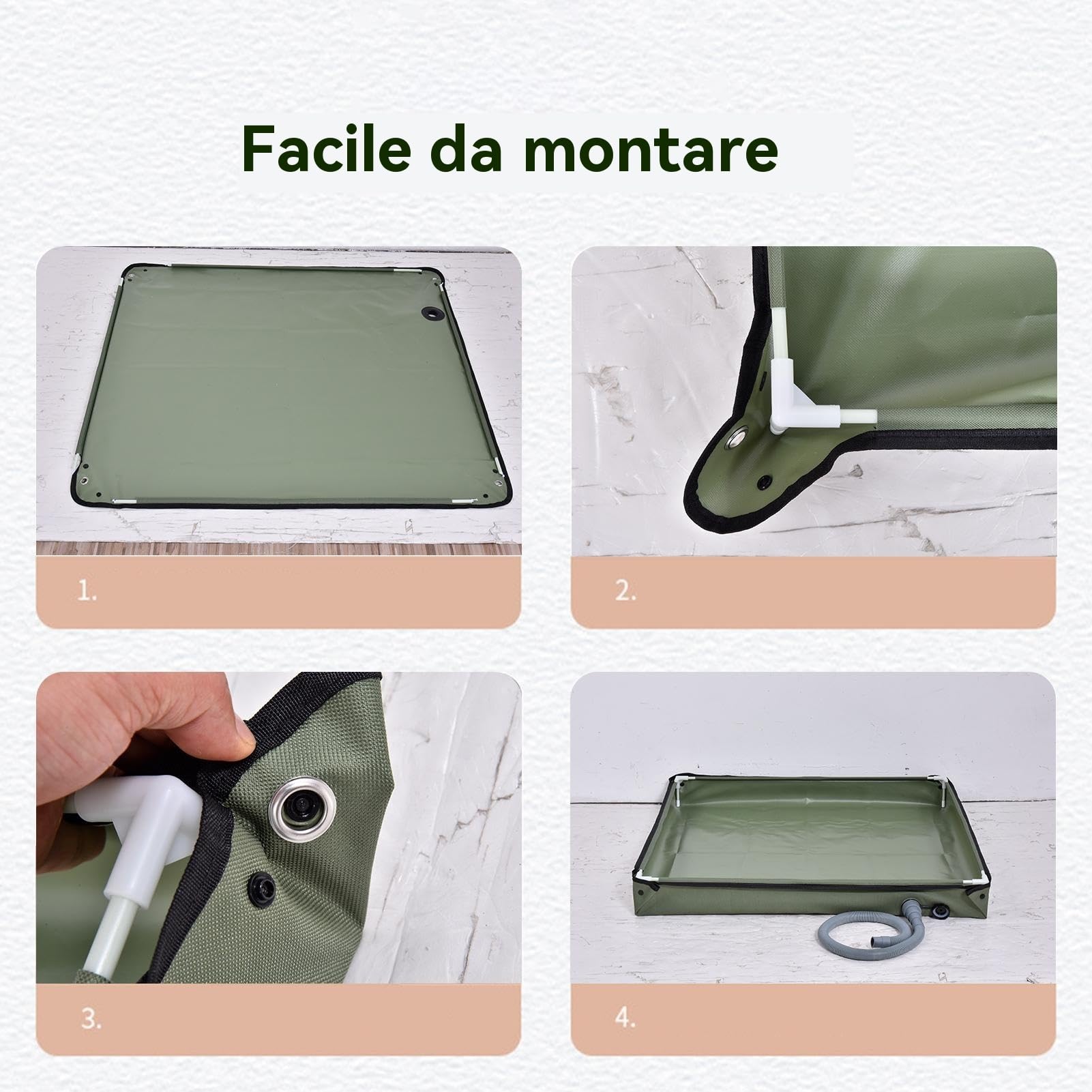 Vassoio Doccia Portatile, 2 In 1 Base Doccia Da Campeggio Pieghevole Con Tubo Di Scarico, 80x80x10cm Durevole Oxford Impermeabile T-enda Fondo, Bacino All'aperto Doccia Recinzione Base Per RV Campeggi